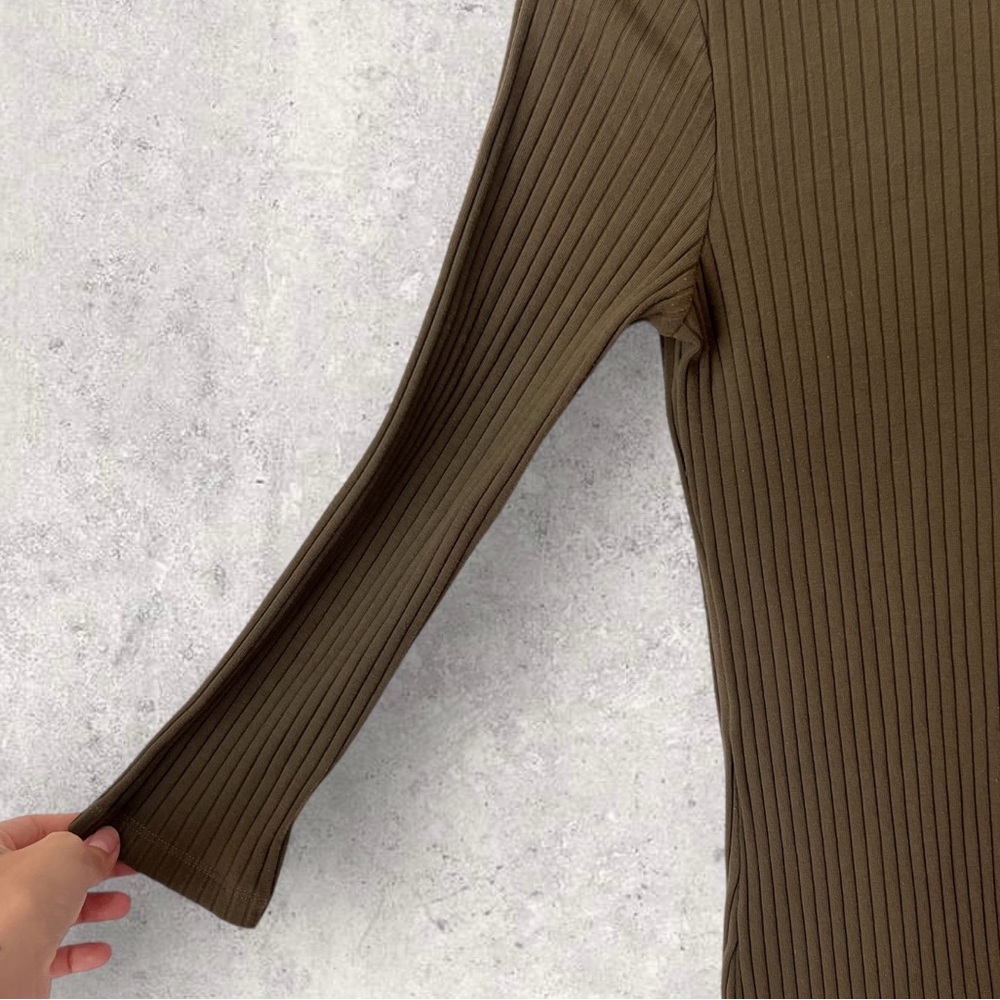 Sanctuary Olive Green Rider Ribbed Mini Dress Size M - Picture 5 of 11